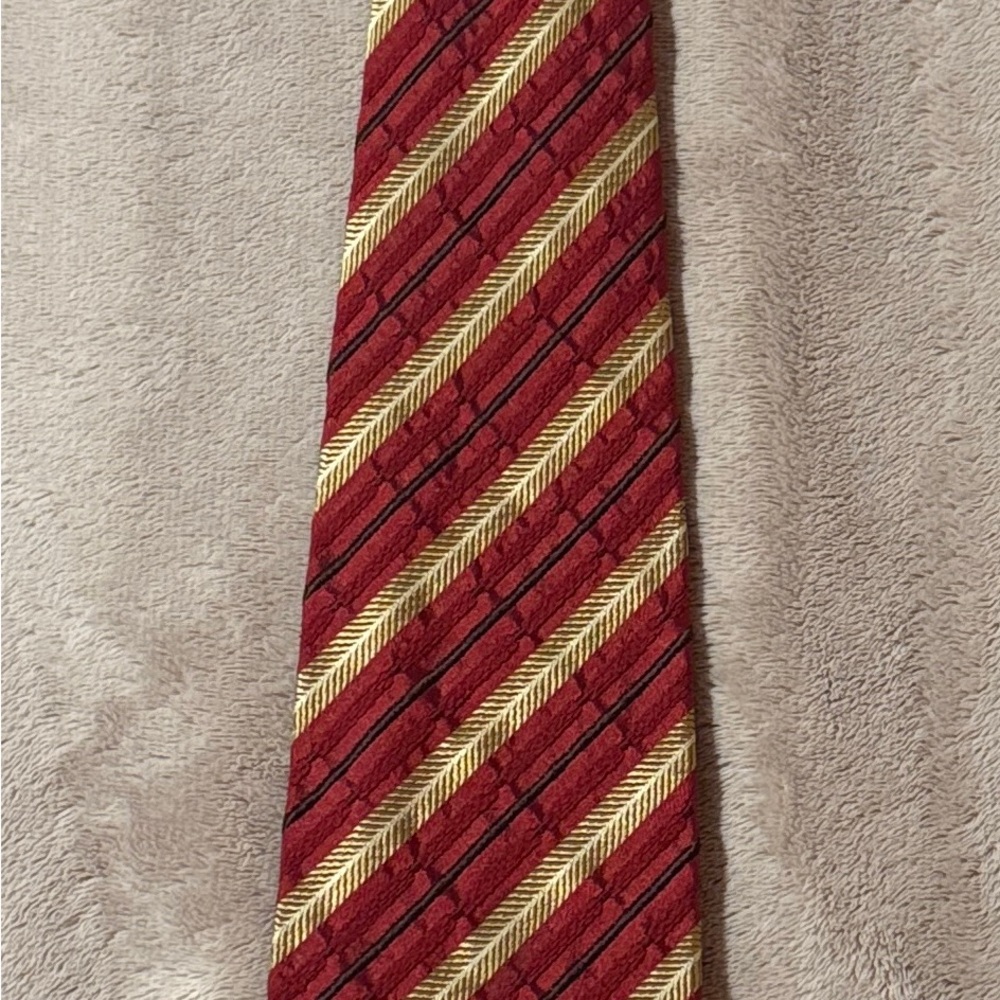 Ermenegildo Zegna Red and Gold Diagonal Striped Tie